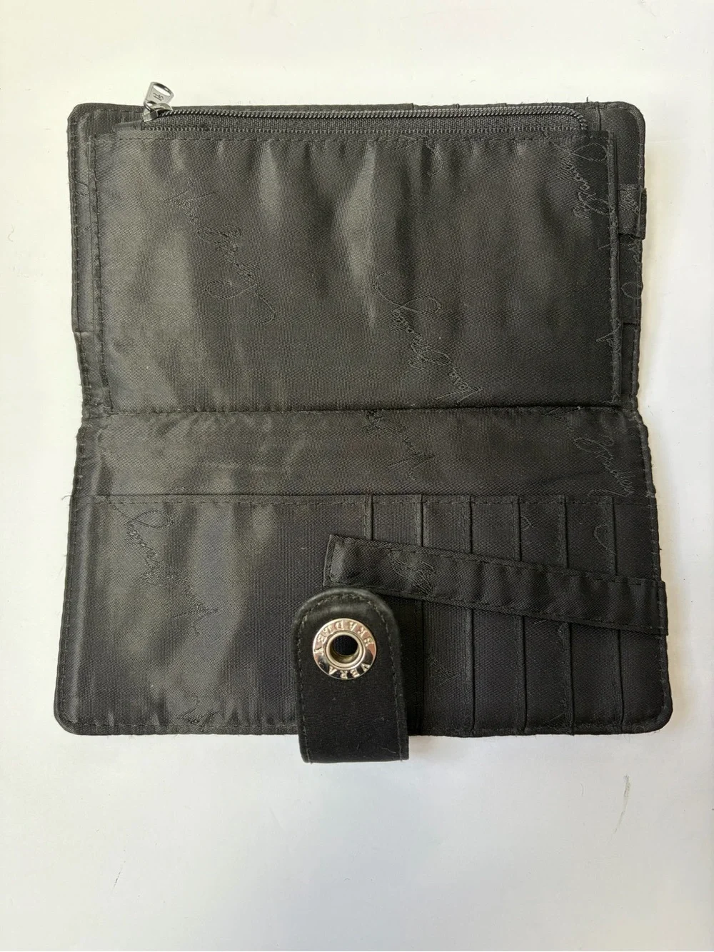 Vera Bradley Black Microfiber Quilted Checkbook Wallet/Organizer